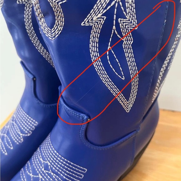 Blue Embroidered Cowboy Boots - Picture 4 of 4
